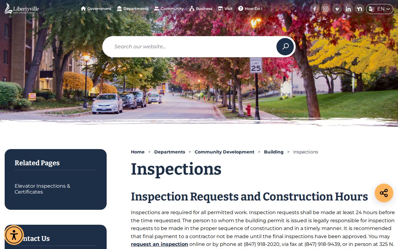 Libertyville street directory building inspection source